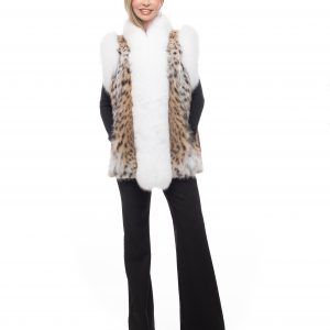 Lynx Vest with White Fox Trim - Sakowitz Furs